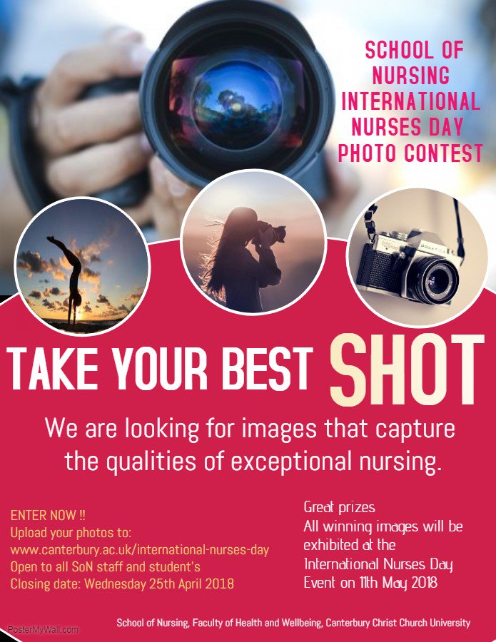 CCCUNursing's tweet photo. Calling all nursing staff and students breakout your camera's and enter the SoN International Nurses day Photo competition, the theme is 'Nursing Qualities' follow the link and enter today !! https://t.co/1AuzTvZB5L
#CCCUIND πΈπ€³π±π https://t.co/Mo3nNtUXkO