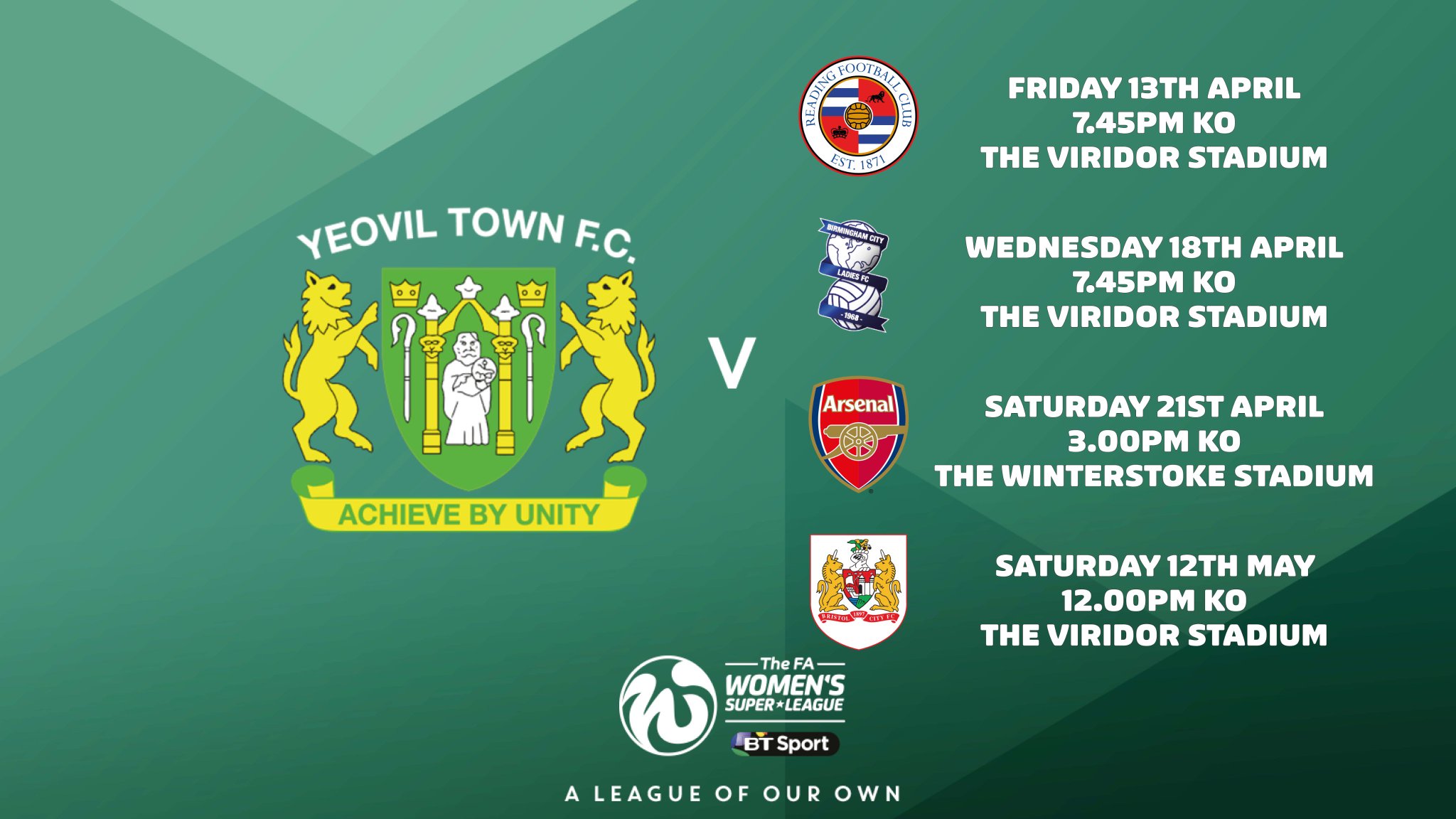 Yeovil Town Ladies FC on Twitter "⚽️ FIXTURES UPDATE Details of our