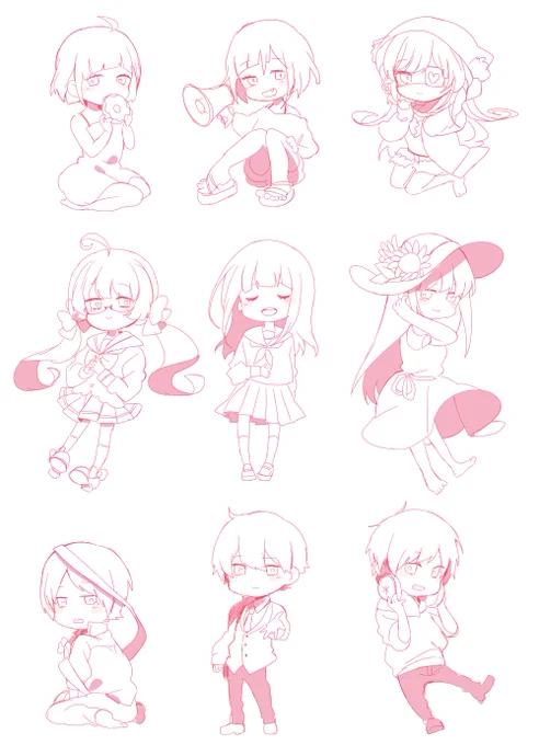 朝方デフォルメ練習に描いてたら思いのほかノリノリで描いちゃったやつ 