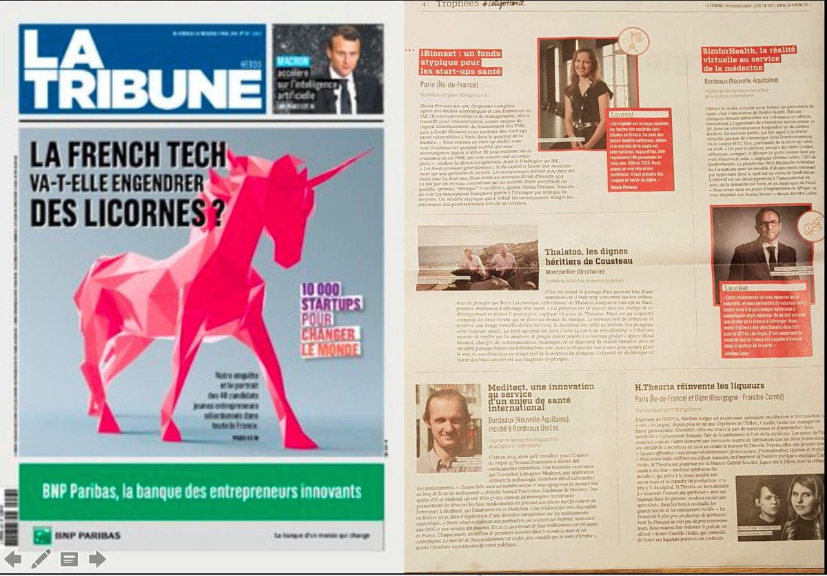iBionext's tweet photo. iBionext dans @LaTribune de cette semaine! Retour sur les trophées de @LetsgoFrance. Trophée du dirigeant remporté par @APerouse. Fiers du travail accompli avec nos start-ups! @Tilakhealth @ChronolifeAI @Prophesee_ai 
#HealthTech #Growth https://t.co/A0CcWEhGyO