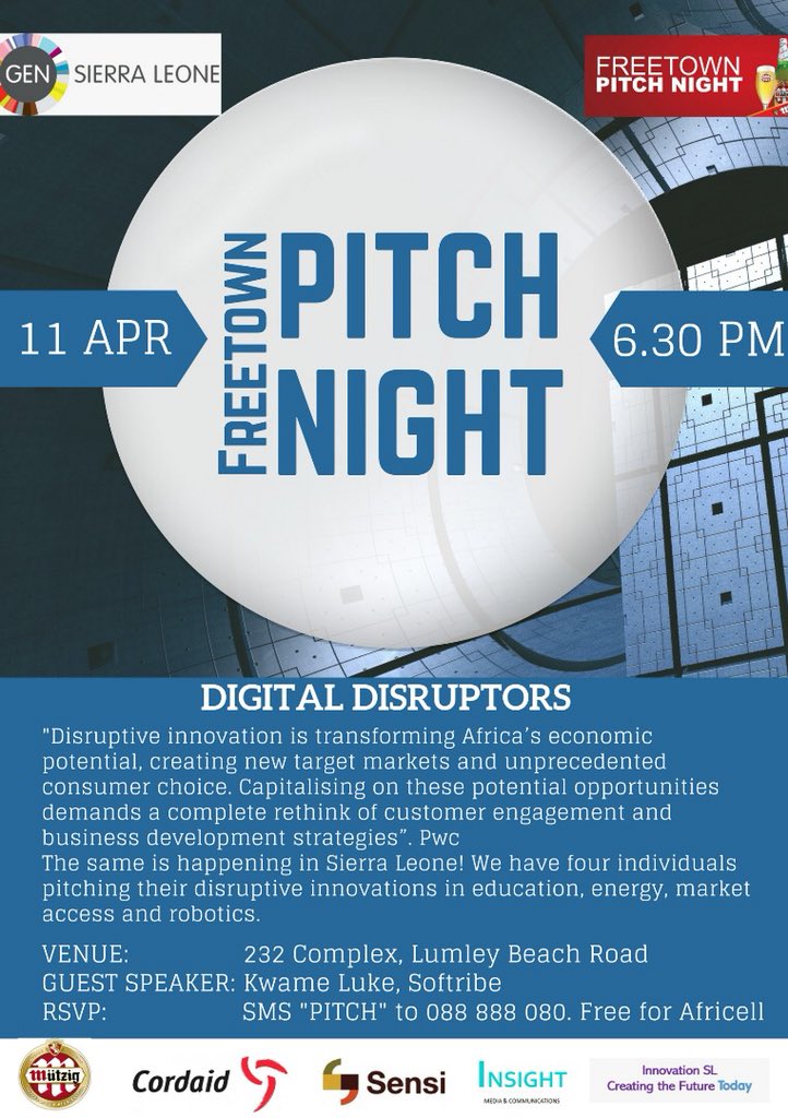 tonkolili's tweet photo. All #change as #SierraLeone and #Africa embrace the #digital revolution. #innovations #FreetownPitchNight #GENSL https://t.co/4yy6l4Bg8A