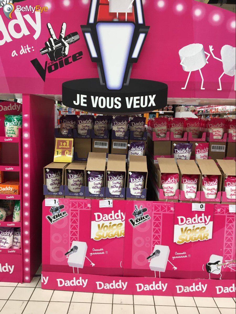 InStore_Europe's tweet photo. Daddy, sugar brand from @Cristal_Union looking pretty in pink is joining forces with the famous TV show #TheVoice, in an eye-catching pink showtime activation #FoundInstore in a french @geant_casino! How very sweet! #Retail
Photo Credit - BeMyEye InStore - https://t.co/M6elsXgFCE https://t.co/X6vn61au1f