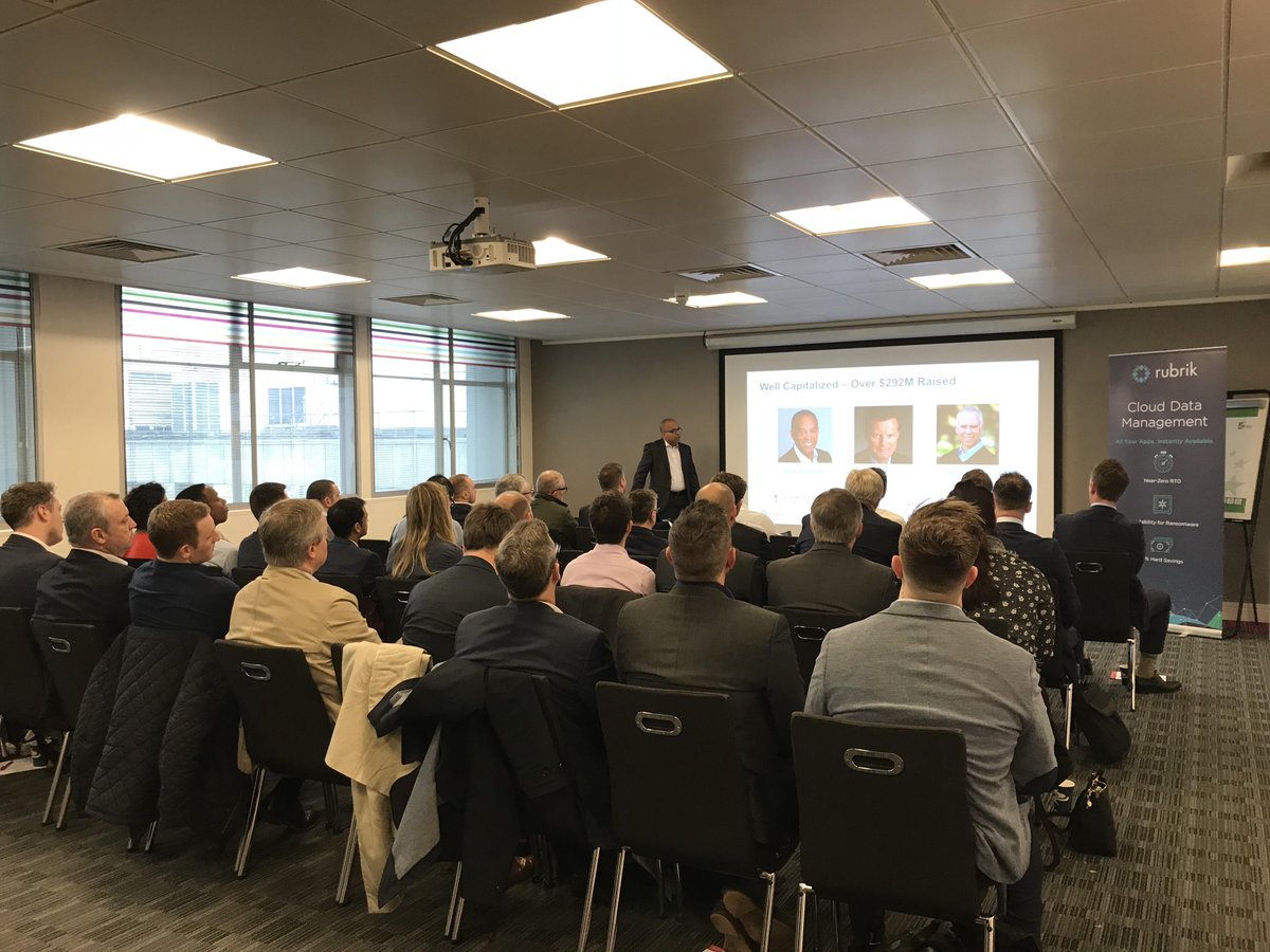justinedez's tweet photo. Standing room only for @bipulsinha Partner Update here in the UK - launching @rubrikInc #Polaris - the industry's first Saas platform for a new class of data management applications, showing yet again Rubrik revolutionising the data management market! https://t.co/EHzVllIaIj