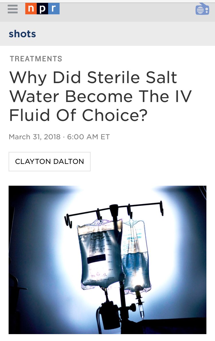 atscommunity's tweet photo. RT @ATSfellows: Why did sterile salt water become the IV fluid of choice?
Click link: https://t.co/FJaKPw6ven
An interesting read for Intensivists in light of the recent NEJM article: https://t.co/v21DmXcEij https://t.co/XIFIftRP4j