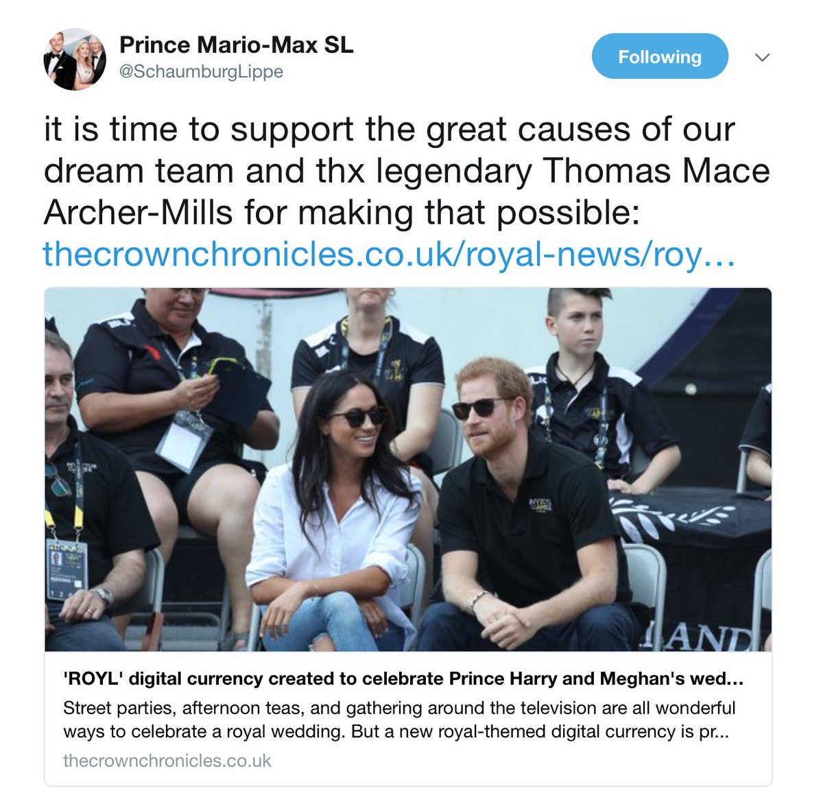 ico_rocket's tweet photo. Thanks for endorsement to Prince Mario-Max SL @SchaumburgLippe (Actor & TV Anchor):
#ROYL #cryptocurrency #ICO #PrinceHarry #RoyalWedding2018 #MeghanMarkle #theicorocket #blockchain #bitcoin https://t.co/6nWcZGi5L7