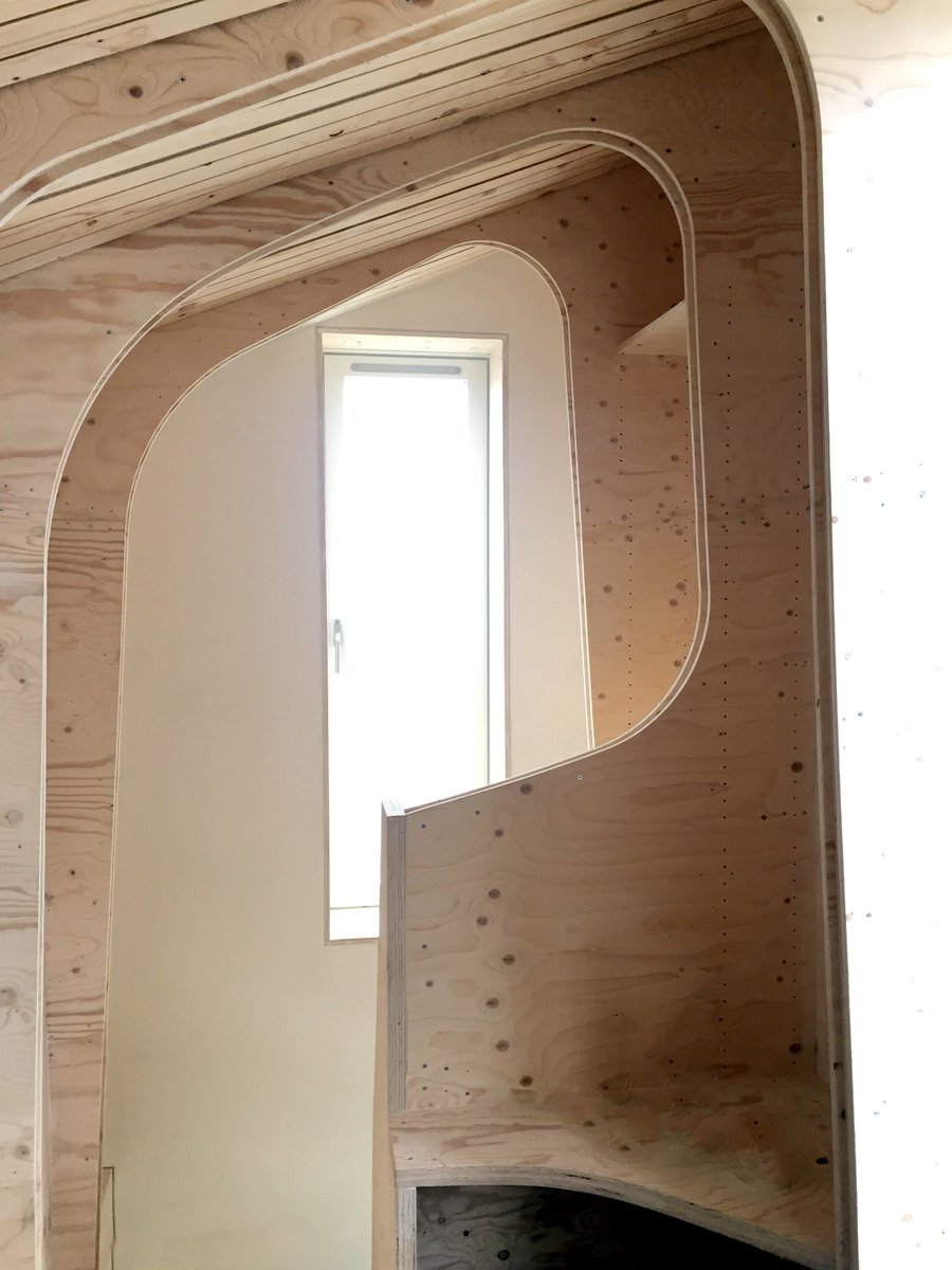 ArborealArch's tweet photo. We are nearing completion of our #loftlibrary formed of cnc cut 12mm spruce arches working with @cutandconstruct and Corbett & Tasker #deepretrofit #walthamstow #timberengineering https://t.co/VKSnPAJkPA