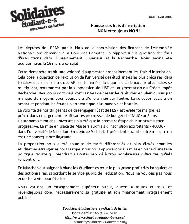 SolidairesEtu's tweet photo. Comme promis (un peu en avance), parce-que la sélection ça ne suffisait pas l'assemblée nationale (LREM) a commandité un rapport à la Cour des Comptes sur les frais d'inscriptions dans l'ESR! (pour les augmenter soyons clair) https://t.co/izIl9X9om0 #fraisInscription https://t.co/oB1pYZiOeP