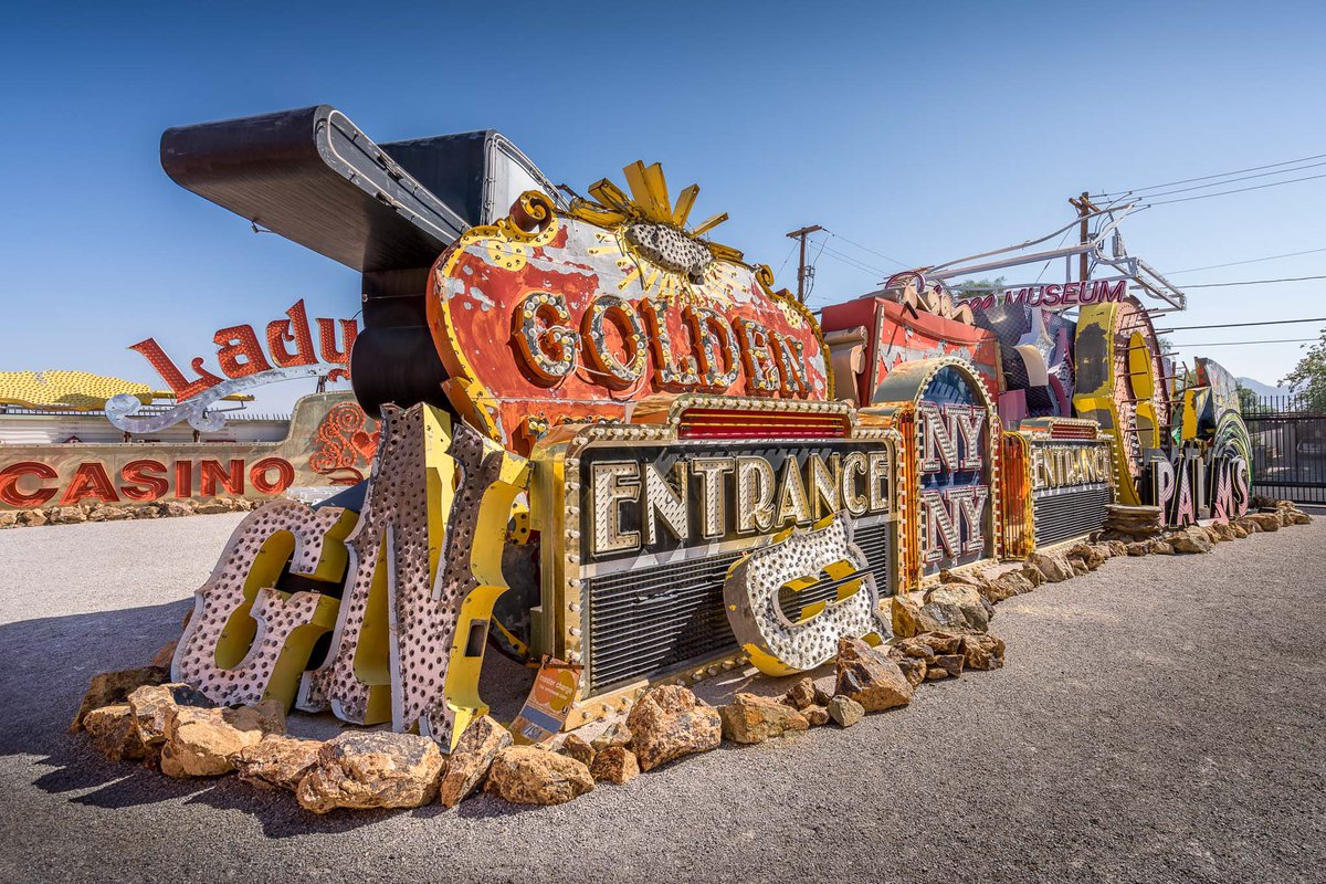 WanderingCoast's tweet photo. The Neon Museum — A non-profit organisation dedicated to collecting and preserving Vegas’s iconic neon signs. I’m adding this dazzler to my must-visit list of West Coast curiosities. #americanroadtrip https://t.co/4yhhN6PT2V