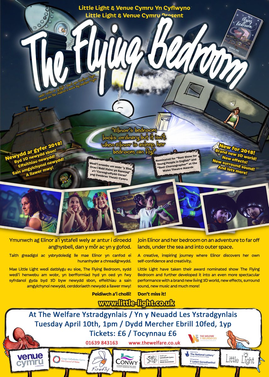 TheWelfare1's tweet photo. The Flying Bedroom is fully bilingual production with high energy performances, amazing visual effects and technologies for all the family to enjoy! @littlelight_cic will be with us on Tuesday 10th April at 1:00pm #excited 
Bookings: 
https://t.co/pz9AM8gLix https://t.co/3xQPM0nf56