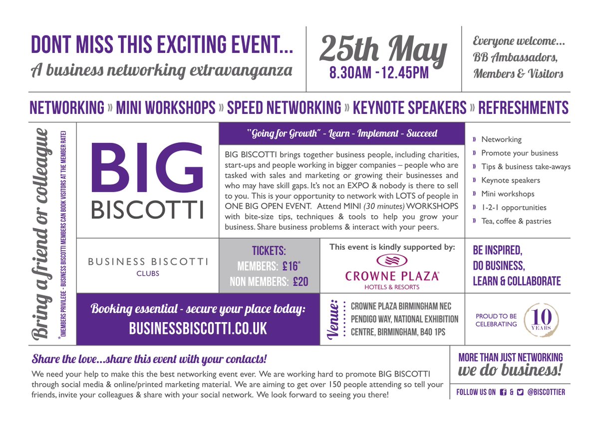 Huge thank you to everyone involved in the making of Big Biscotti Book your place 7 weeks to go  <a href="/Ernie_Said/">Ernie Boxall</a> @odfconsultinghr <a href="/Andy789222/">Andy Beddow</a> <a href="/gwynethbox/">Gwyneth Box</a> <a href="/CPBirminghamNEC/">Crowne Plaza Birmingham NEC</a> <a href="/CPSolihull/">CrownePlaza Solihull</a> @VentureHouseSUA @AlstersKelley <a href="/cwchamber/">C&W Chamber of Commerce</a> @solchamber @SolChamberBDM <a href="/skiptonbs/">Skipton Building Society</a> <a href="/WorldwideCancer/">Worldwide Cancer Research</a>