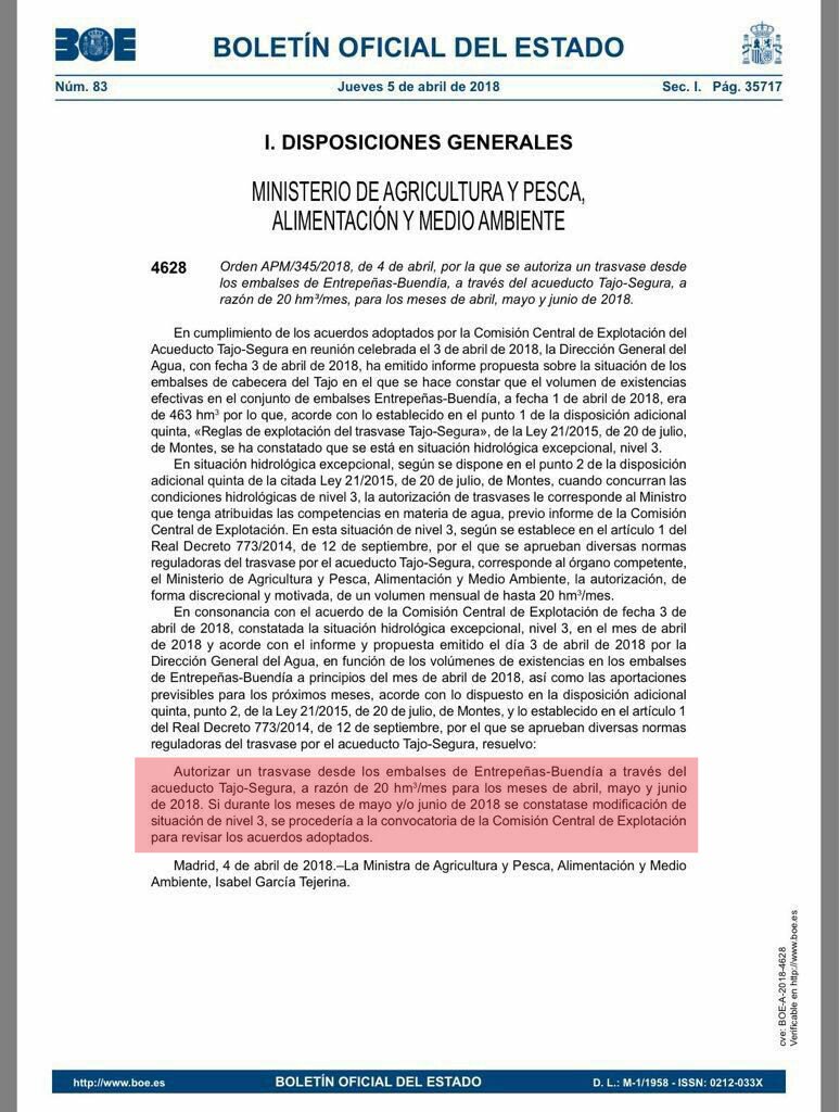 rioTajoVIVO's tweet photo. Y aquí el escrito donde el Gobierno dejó la puerta abierta a modificar al alza el #trasvase por el cual pretenden saquear a fondo la cabecera del Tajo para poder dejarla de nuevo en los huesos
Ayer ya vimos que tienen las balsas de riego a tope
#NOalTrasvaseTajoSegura
🚩COMPARTE https://t.co/c8Vprmdm41