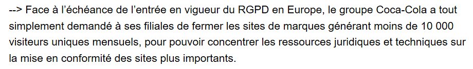 Très intéressant : adaptation #RGPD de #Cocacola via la newsletter hebdo du <a href="/petit_web/">Petit Web</a>