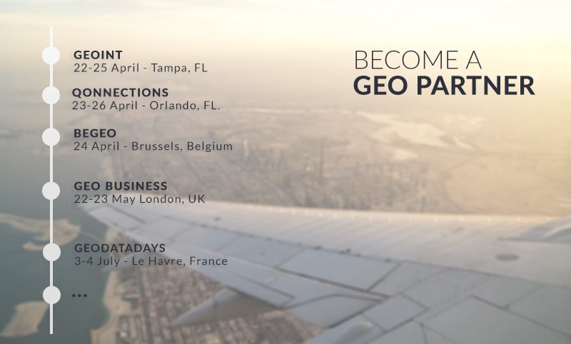 GEOSoftware_BG's tweet photo. Join @BGeografic and @GEOSoftware_BG for their upcoming international #Mapping and #LocationIntelligence events: @BeGeo_Event, #Qonnections #GEOINT2018, @GEOBusinessShow. Become the next #GEOPartner! https://t.co/uN6NagCibL https://t.co/INUhYaB7Yf