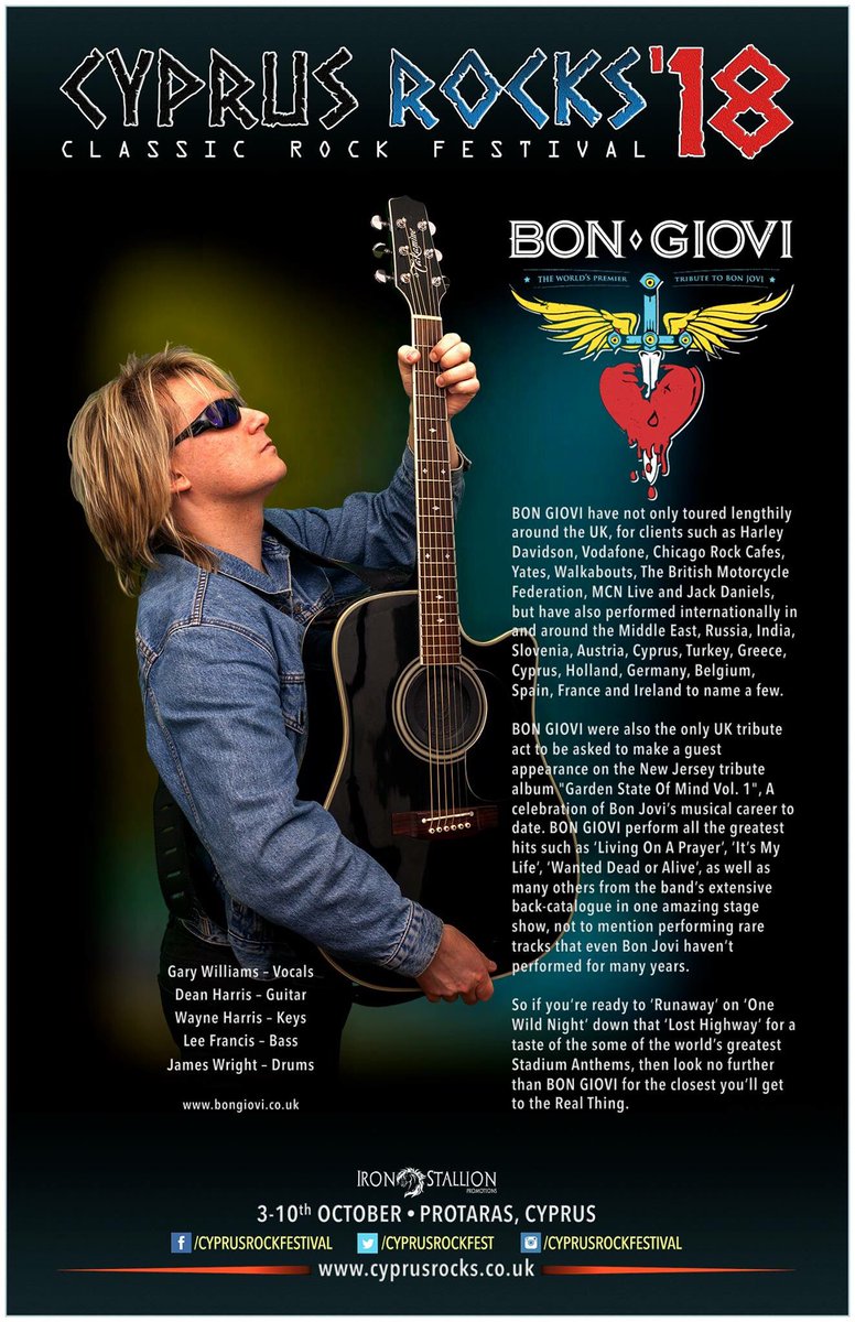 BON GIOVI, the worlds best Bon Jovi tribute band from the UK, playing on Friday 5th October
