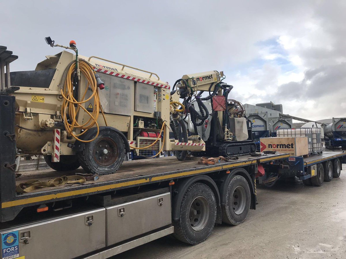 Our small tunnelling equipment being delivered for concrete spraying trials.