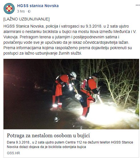 Ispostavilo se da se ipak radilo o lažnoj dojavi. <a href="/hrtvijesti/">HRT Vijesti</a> #hgss