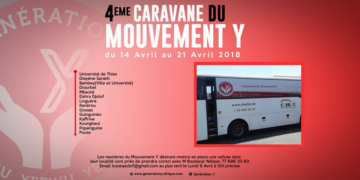 GYafrique's tweet photo. Du 14 au 21 avril 2018, la @GYafrique sillonne le pays à la rencontre des différentes couches de la population.
Pour plus infos, contactez-nous au: +221 77 686 33 60
https://t.co/BK2XlfJIyw
#kebetu #senegal #jeunesse https://t.co/D0fRCIzHff