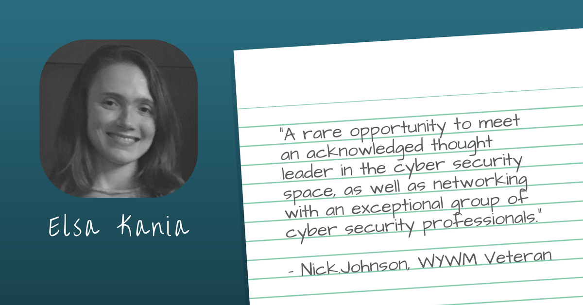 wywmfierce's tweet photo. Today a select group of WYWM Cyber candidates had the privilege of meeting Elsa Kania - Adjunct Fellow, Technology and National Security Program at Center for a New American Security (CNAS). #VeteransInCyber #CyberSecurity #MilitaryIntelligence https://t.co/SWAaH7IFA3