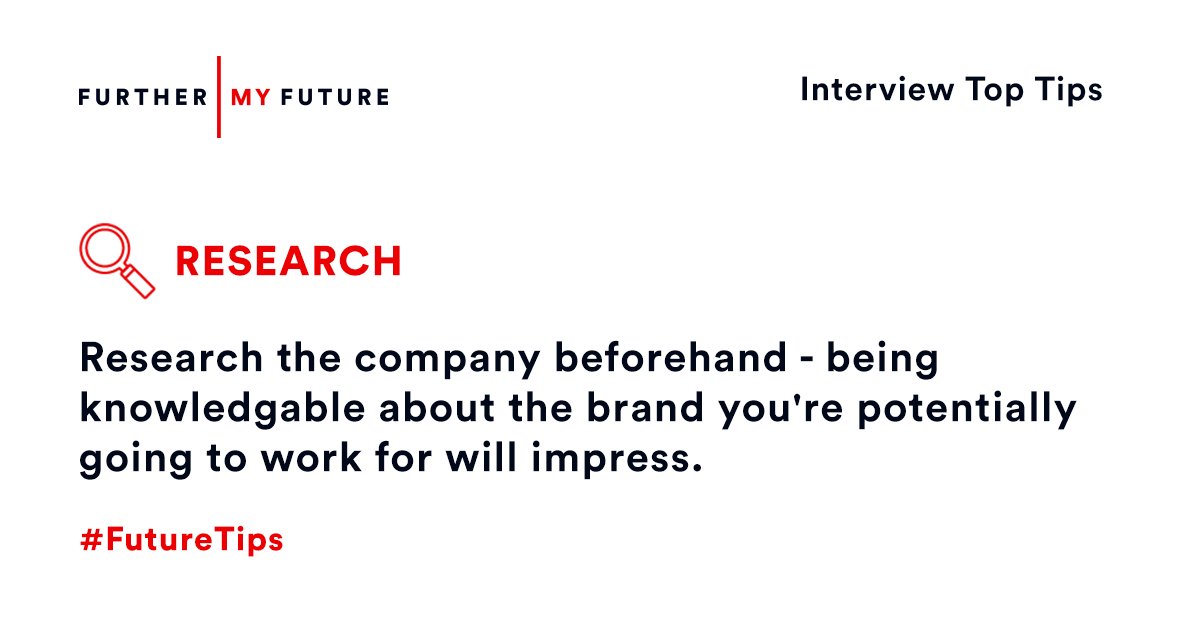 furthermyfuture's tweet image. Happy #Monday everyone! We're kicking off the week with a mini campaign surrounding #InterviewTips 😱  Here's number 1 - prepping beforehand is a must! #FutureTips #MondayMotivation #BeSomething 💪
