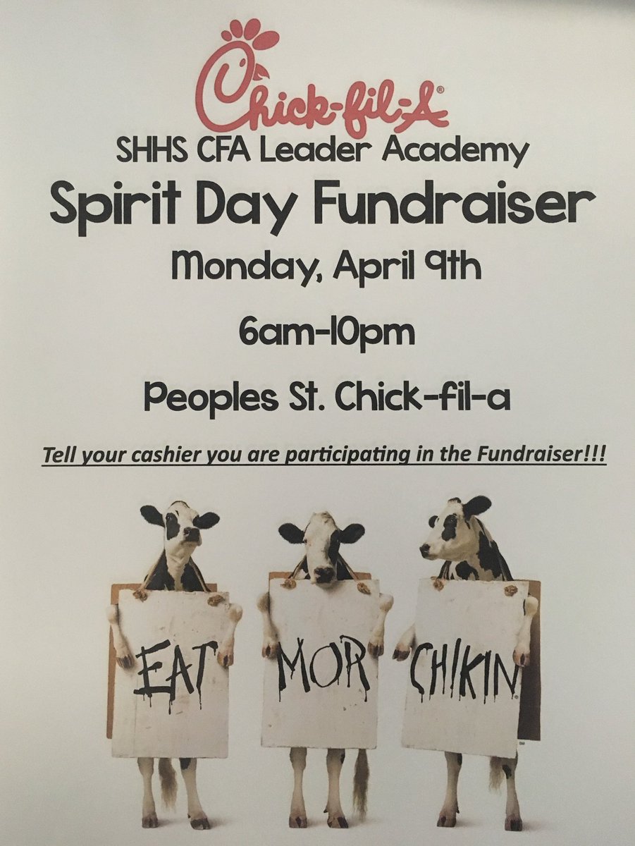 teacher_jess's tweet photo. Today’s the day!! Thanks in advance for supporting SHHS Chick-fil-a Leader Academy!! https://t.co/KYg4Mb0IZy