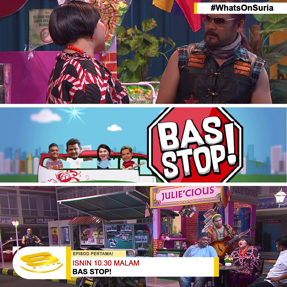 Mediacorp_Suria's tweet photo. #WhatsOnSuria: Ikuti sitcom Bas Stop bersama Nabil Ahmad Ebby Yus, Sherry Alhadad, Ippo Hafiz dan Angah Raja Lawak pada 10.30 malam ini di Suria! Pasti tak kering gusi! #BasStop ✨ https://t.co/iOCUkkv1Br
