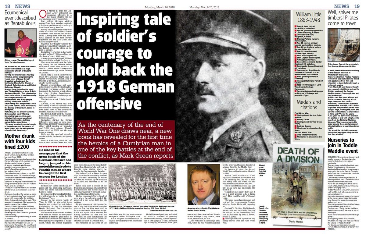 We've been getting lots of great coverage like this across the country for the latest fascinating book by Shropshire-based historian David Martin,'Death of a Division'. This is a compelling read about forgotten heroes in one of the most ferocious &amp; important battles of WW1.