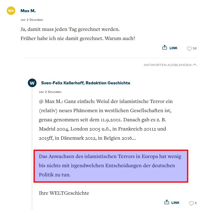 AfD_HD's tweet photo. Meinungen aus der #fedidwgugl-#Filterblase »Das Anwachsen des islamistischen Terrors in Europa hat wenig bis nichts mit irgendwelchen Entscheidungen der deutschen Politik zu tun.« #offeneGrenzen #Terroristswelcome https://t.co/gafasbDsM8 https://t.co/ZC0PjcoOQv