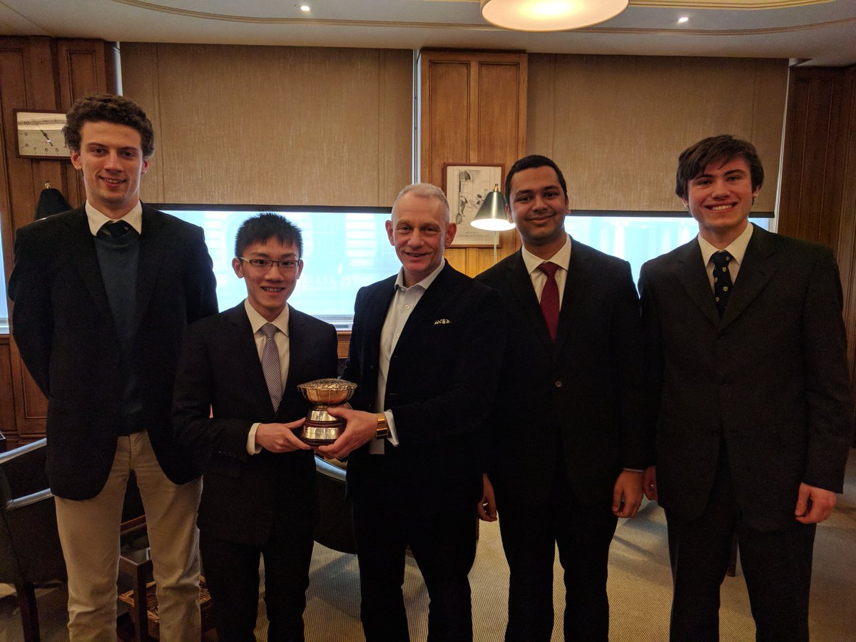 Congratulations to Cambridge B, which has won the Portland Bowl - Cambridge University's fifth consecutive victory. 
The team was Freddie Illingworth, Ryan Chan (capt), Kripa Panchagnula &amp; Jonathan Clark.
ebu.co.uk/node/3092