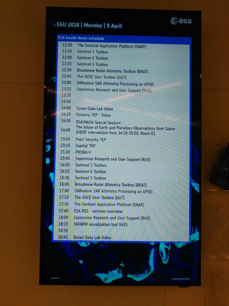 EO_OPEN_SCIENCE's tweet image. Are you around #EGU2018 ?
Come take a look at @ESA_EO and get to know the #opentools and to exploit @CopernicusEU &amp;amp; @ESA #opendata. 

Starting soon... @RUS_Copernicus presentation!