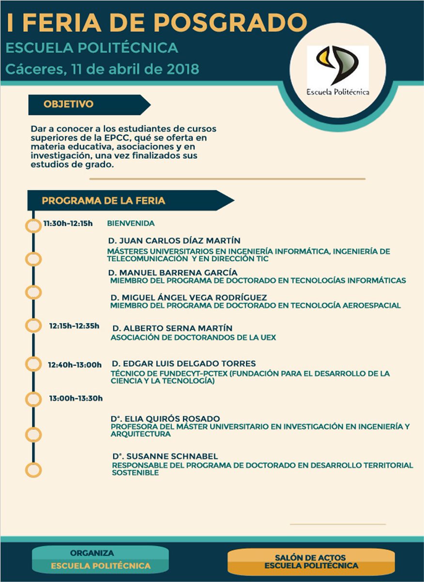DoctorandosUEx's tweet photo. Esta semana estamos presentando la Asociación junto a otras entidades interesantes para los #EstudiosDePostgrado de @infouex. Hoy en @Medicina_UEx, mañana en Fac. Enfermería, el miércoles en @EPCC_Unex y el viernes en @FEFT_Uex. ¡Os esperamos! https://t.co/N7qWauQS8j