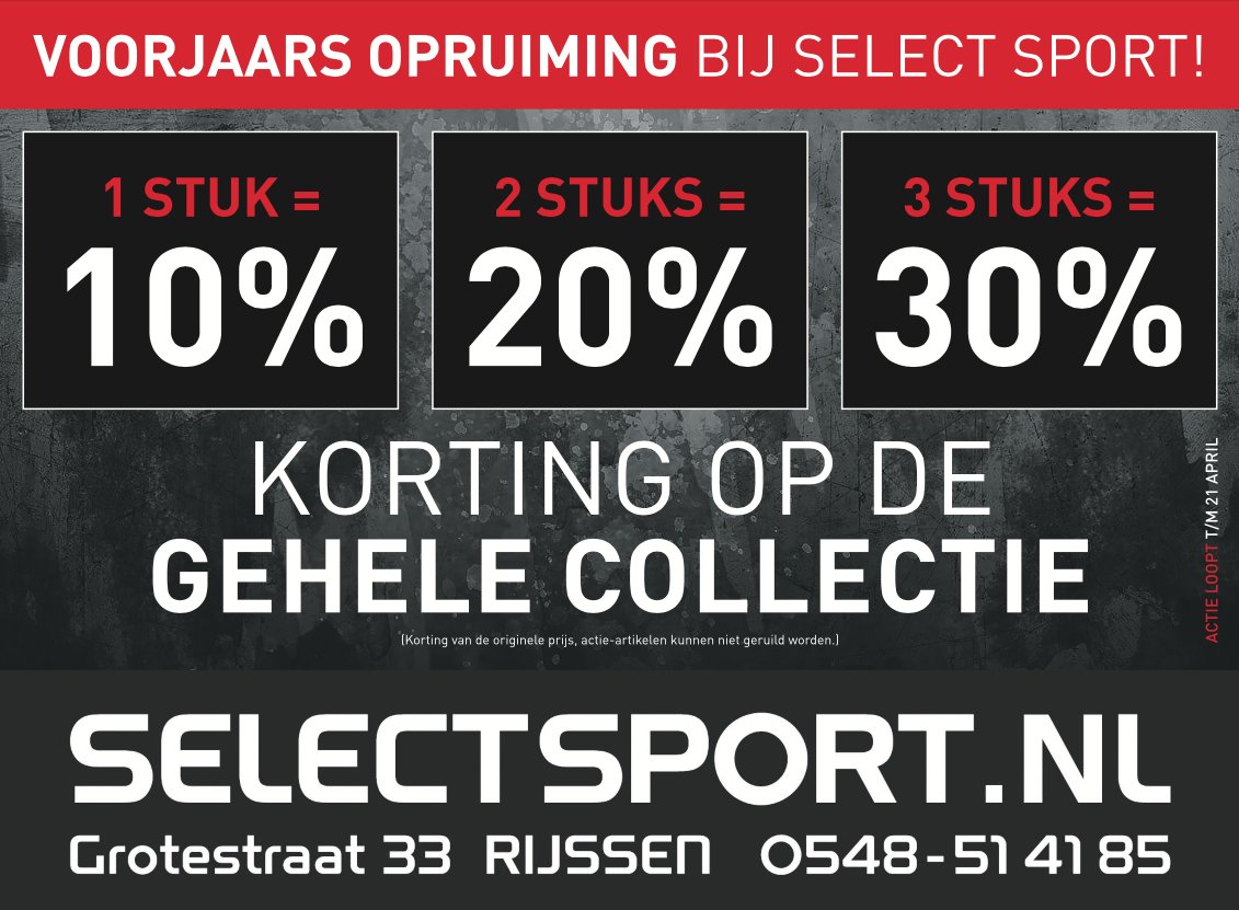 Voorjaarsopruiming bij Select Sport!