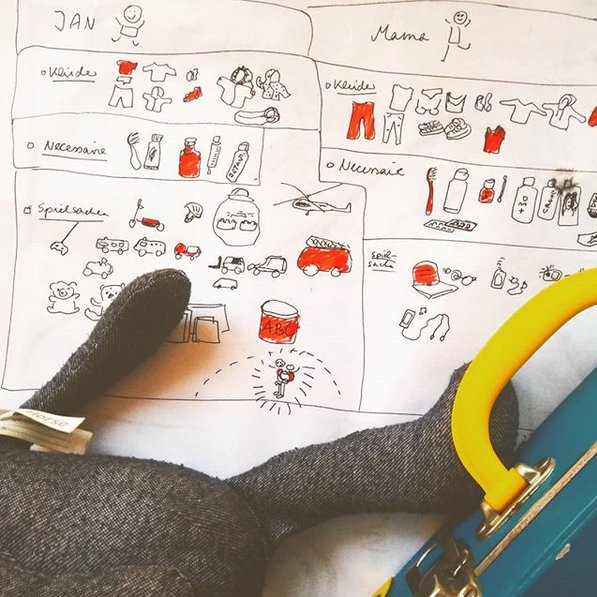 CorneliaBrezing's tweet photo. #sketchnotes to remember what to pack? #VisualThinking facilita la vida - en la empresa pero también en la vida cotidiana. No hace falta ser artista - pero sí algo de práctica. Lo quieres aprender? #Talleres en Barceona https://t.co/2lui4dJAX6 https://t.co/lq5W8M5PIu