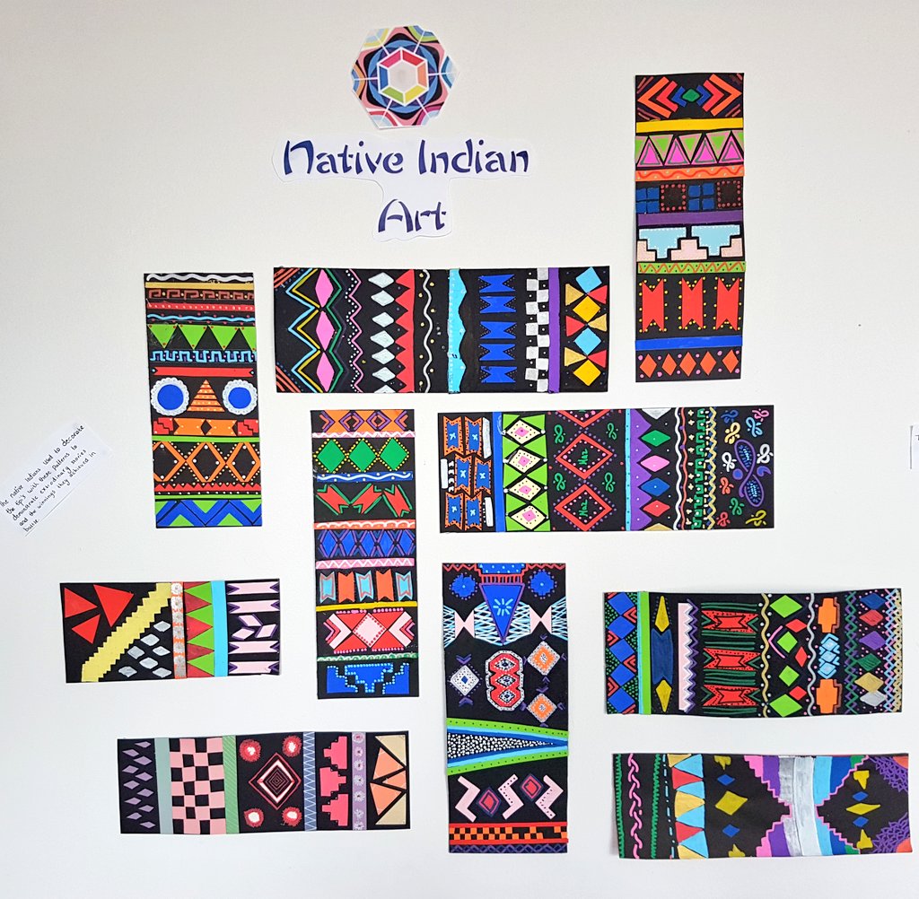 BlenducateUK's tweet photo. GCSE History students recreated Native Indian Art - beautiful work! #nativeindianart https://t.co/jrsDT8dNJE