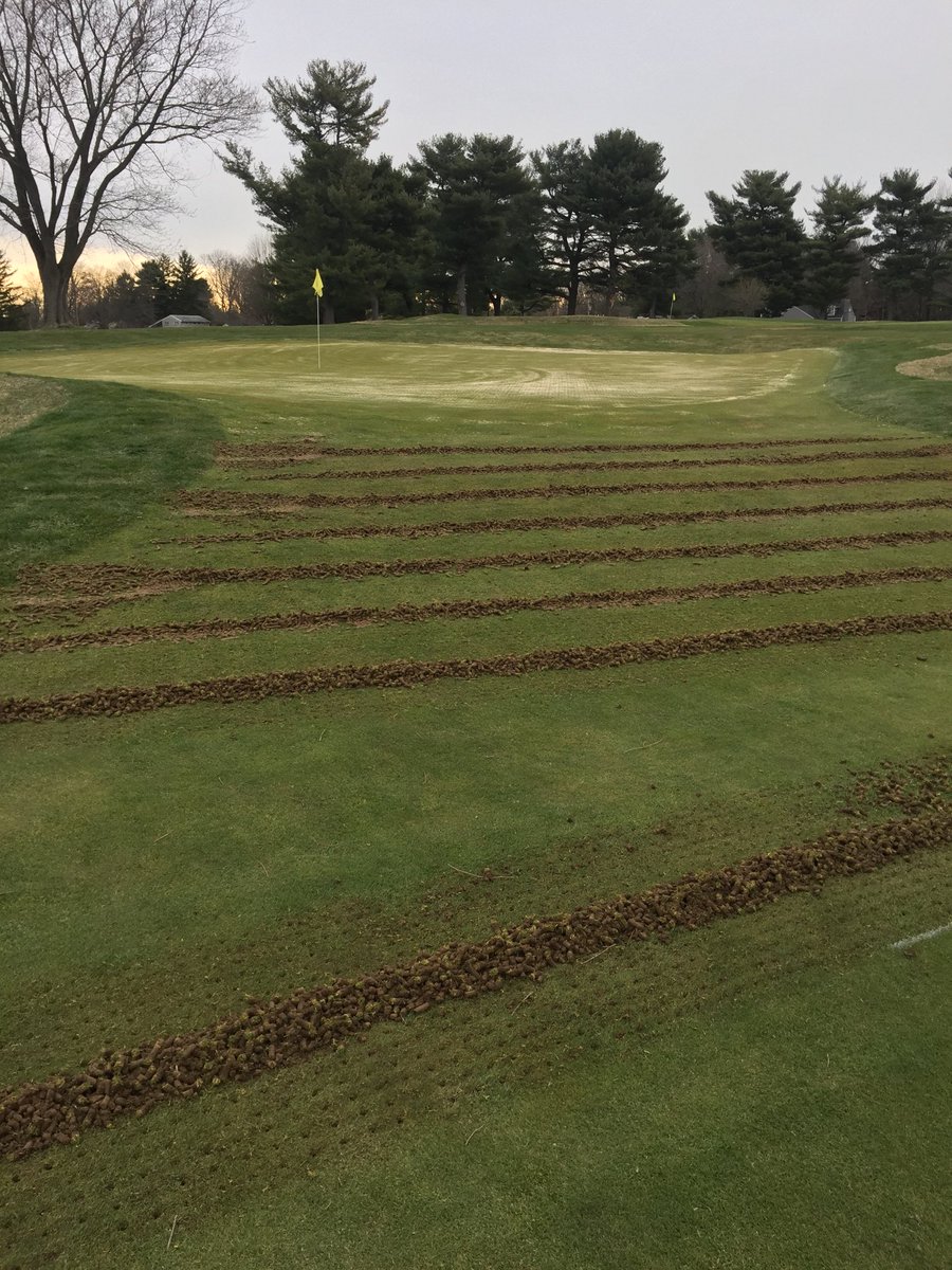 kempsuturf's tweet photo. Finishing up approaches this morning which will put spring aerification behind us #onwardandupward #paturf https://t.co/FnSWW0E5QG