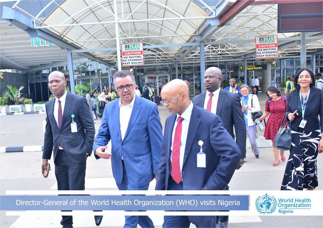 Happening Now: The DG <a href="/WHO/">World Health Organization (WHO)</a> Dr. <a href="/DrTedros/">Tedros Adhanom Ghebreyesus</a> arrives #Nigeria 
bit.ly/2IG0XIn
