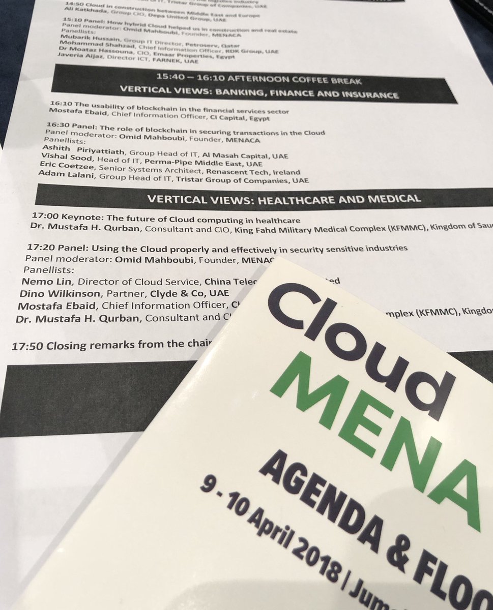 d_i_n_o's tweet photo. I’ll be on a panel soon talking data security at the end of Day One at #CloudMENA 2018 in Dubai. https://t.co/XQxlfEaUDO