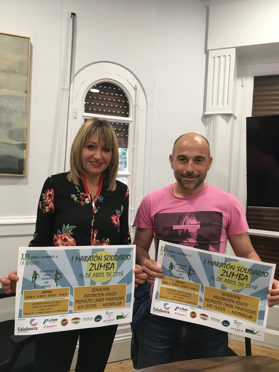 aytocalahorra's tweet photo. Anotad: si te gusta la zumba y ser solidario tienes una cita el 14 de abril en el I Maratón solidario de #zumba a favor de la asociación Educo. En el frontón "Barberito I" de Calahorra a las 16 horas. 
https://t.co/734aiKxTet https://t.co/9kSzhifhsu