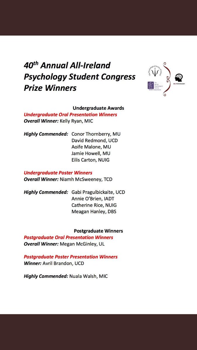 dereklaffan's tweet photo. A massive CONGRATS! to Annie O'Brien 4th Year Applied Psychology in @myIADT achieving a highly commended poster award at #PsychCon2018 @DrOliviaHurley @ClionaFlood @foxnic @mcdonnd5 @aerrity @CyberAndrew @Kirwanpsych https://t.co/RmBb9ZNJnm