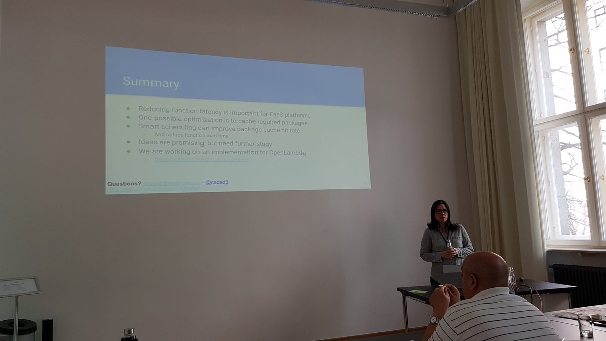 AIosup's tweet photo. Cristina Abad on reducing function latency in #FaaS / #serverless deployments. #HotCloudPerf #ICPE2018 https://t.co/xfnodpCQYV
