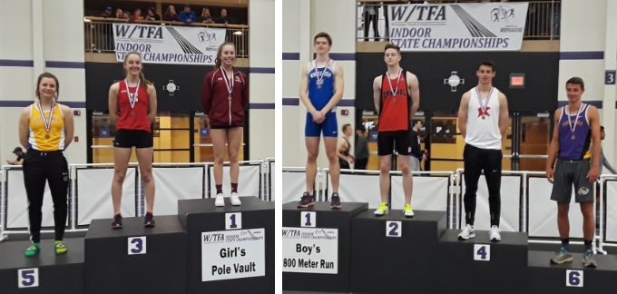 IkeCrosscountry's tweet photo. Congrats to Ike Seniors Kate Watson and Bryce Miller for making the podium at the Indoor State Track Meet Saturday! Watson 5th in Pole Vault (10'6") Miller 6th in 800M (2:00.38) #IkeTrack https://t.co/btM7jFu941