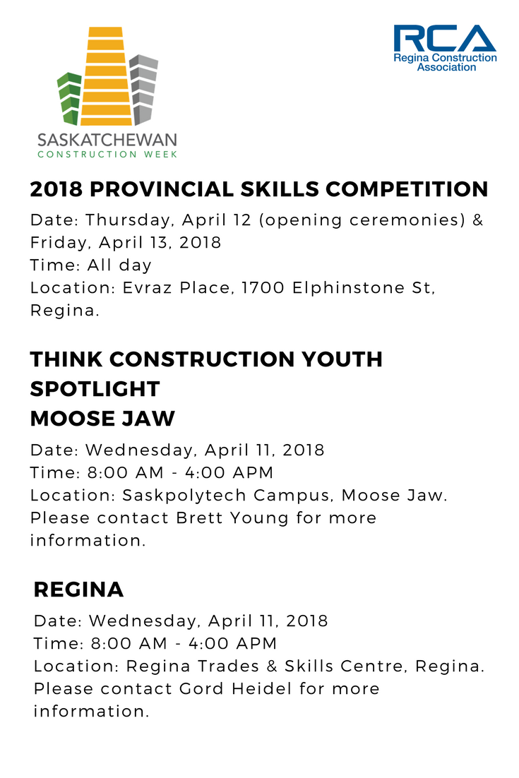 BuildRegina's tweet photo. The 2018 Saskatchewan Construction Week is taking place April 11-17, 2018! #buildregina #buildsask #saskconstructionweek #SKConstructionWeek #construction #economy #business #saskatchewan #regina https://t.co/ZbNHVMYAMd
