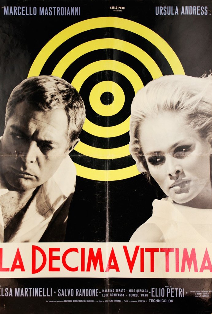 Ryot M Na Twitterze 1965年のイタリア映画 華麗なる殺人 鑑賞 ハントゲームでの殺し合いが公認されてる変な世界観が特徴的 ヘンテコなのに妙に惹きつけられる展開となんかドタバタしたハッピーエンドが好印象で割と好き Ladecimavittima T Co