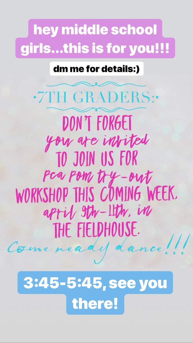 AshleyLee419's tweet photo. It’s tryout week!!! We want to see YOU there!!! Monday-Wednesday is open to 7-11th graders but Thursday is just our 8-11th graders!!! In just a few hours, see you there😉💋💃🏼 https://t.co/RxwxanJX5k