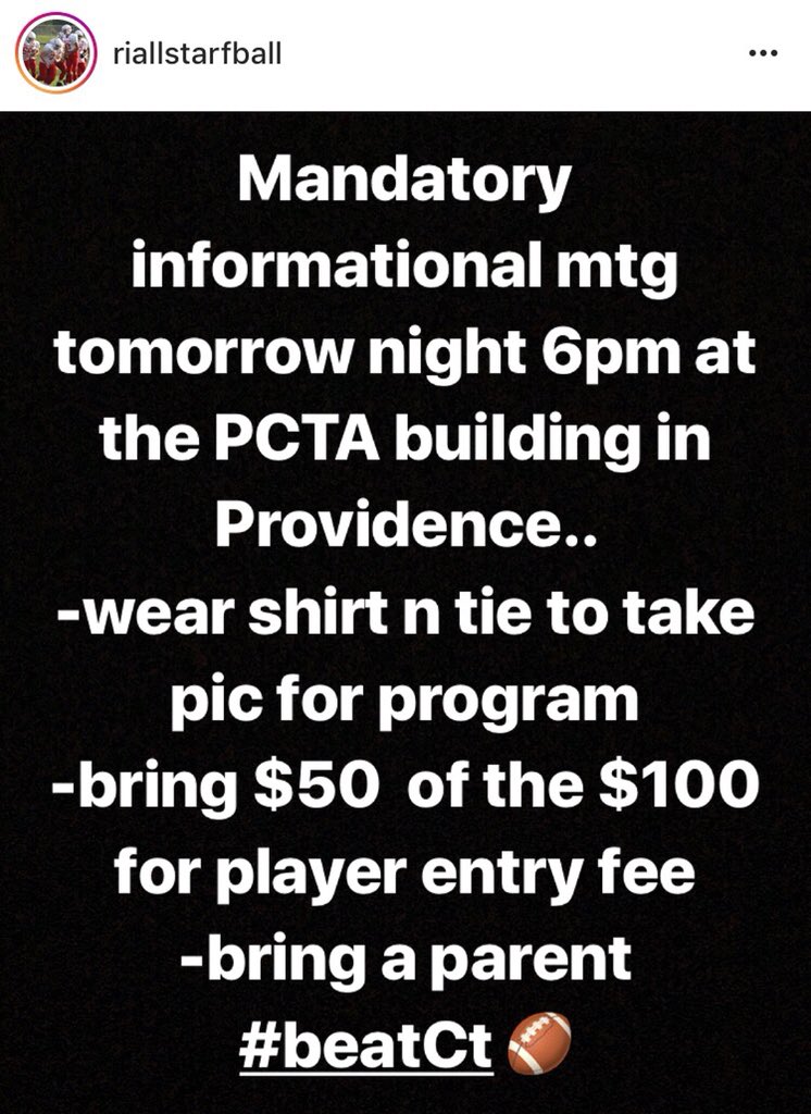CoachW_Edwards's tweet photo. **REMINDER** for any of the athletes that made the RI all star fball team ... let myself or @KrisMccallCHSFB know if you have any questions ... #beatCT π https://t.co/a51MUyXbG3