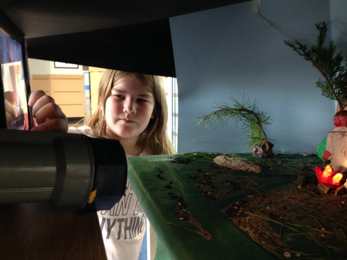 SD63Sidney's tweet photo. @SD63Sidney students filming WSANEC FN legends using @stopmotionstudi along with flashlights, plasticine and an iPad. #storytelling #tech #makerspace #STEAM #creatingmood https://t.co/f8Y5ZOpNjz