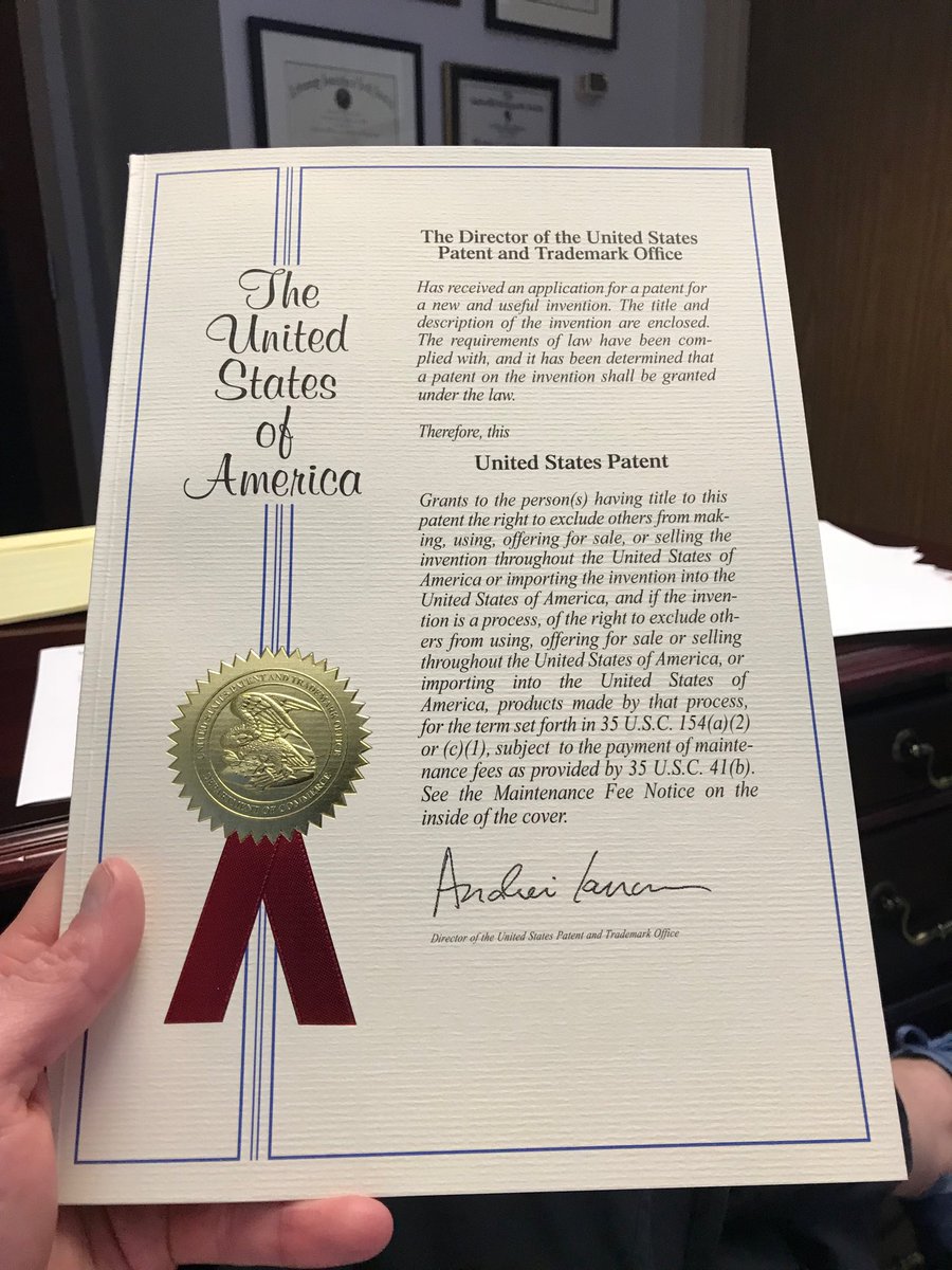 ChrisAndersonMD's tweet photo. First patent. #sportsmed #knee @tennessee_ortho https://t.co/BFi8EhPMJa