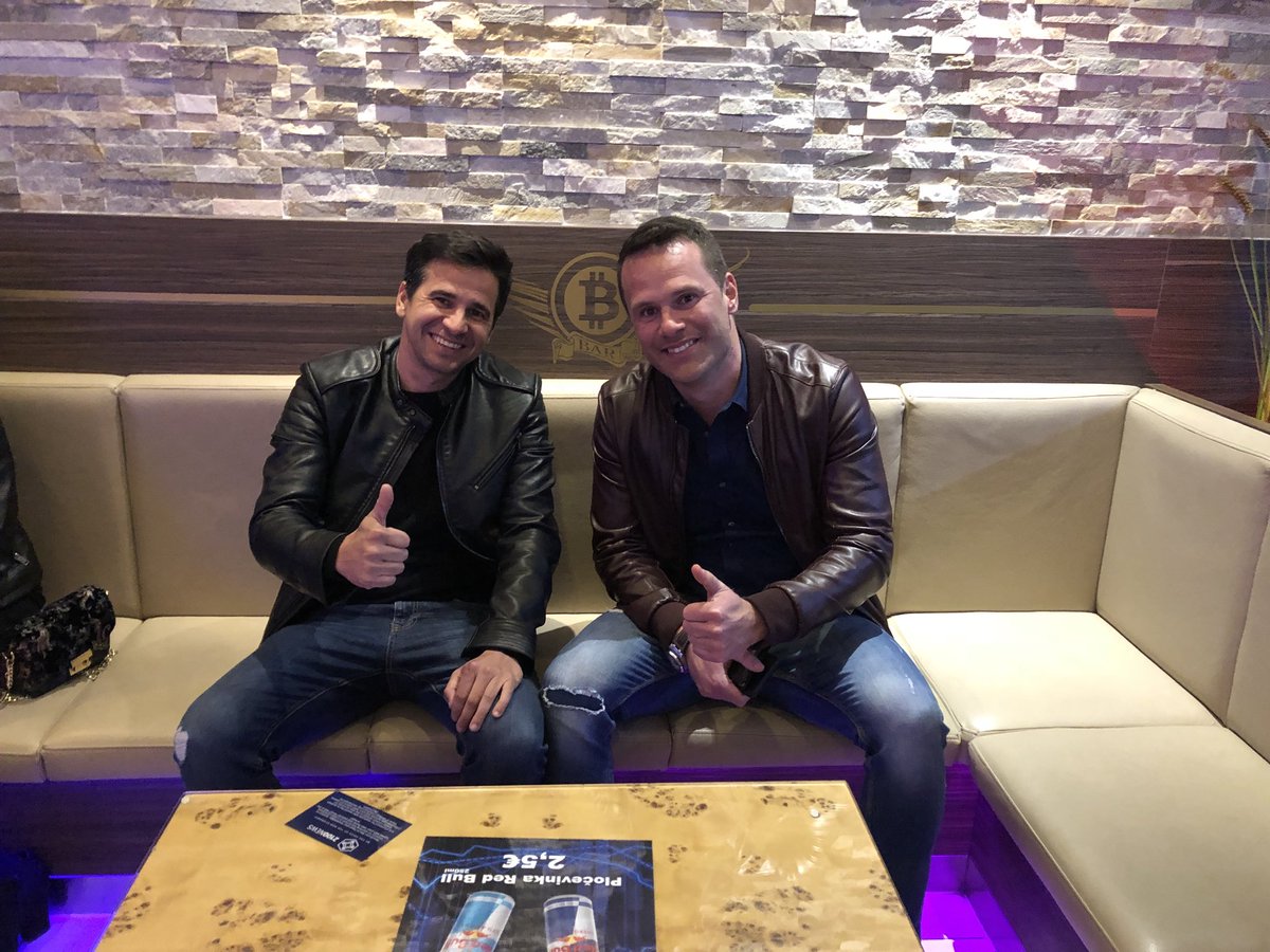 jurepirc's tweet photo. CEOs of @sportyco_io and @autorizeIO caught on my lens at the opening of the first slovenian #BitcoinBar https://t.co/17WLX7lYMS