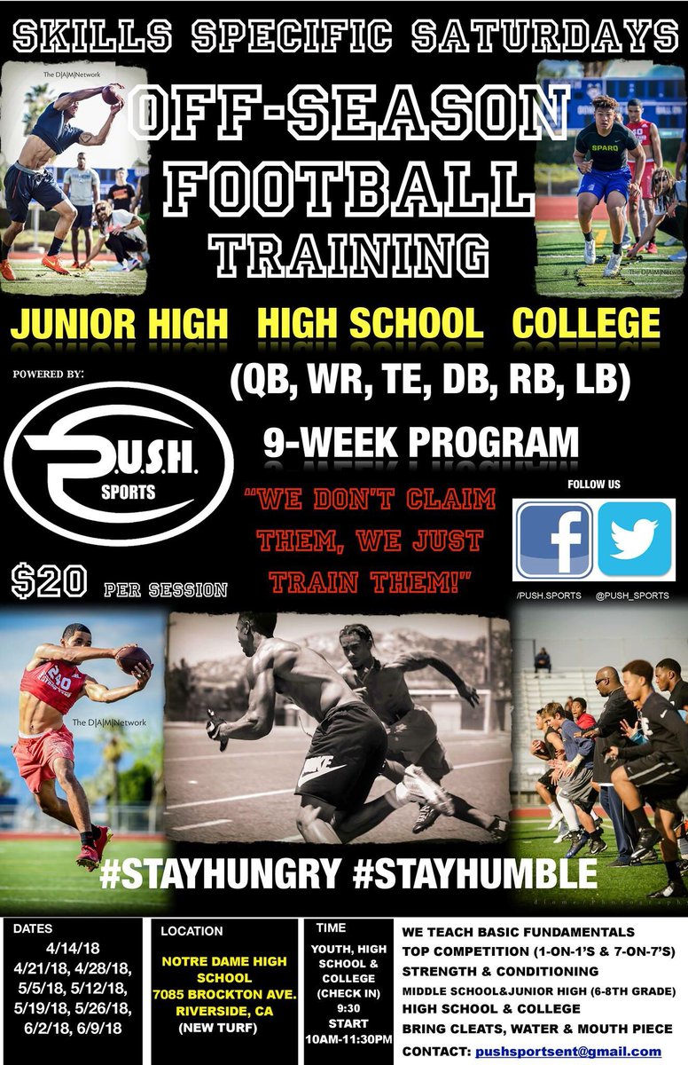 push_sports's tweet photo. 🔥Only 5 Days Away!🔥
Starting Every Saturday 🔛April, 14th through
June, 9th.
♦️Secure your spot via email♦️
CONTACT: pushsportsent@gmail.com
#SkillsTraining #9WeekProgram #StayHungry #StayHumble #PUSH https://t.co/DhBndEMy6Z