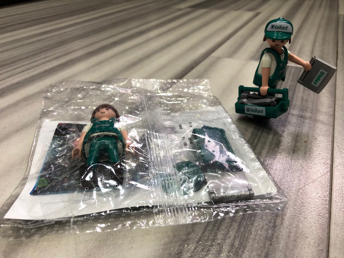 Jtjohnftaylor's tweet photo. Who wants a @vaillantuk Playmobile figure? I’ve got one to give away. So the usual stuff, like, follow and retweet, and I’ll pick a winner Wednesday night. Good luck. https://t.co/l3ATSda4f5