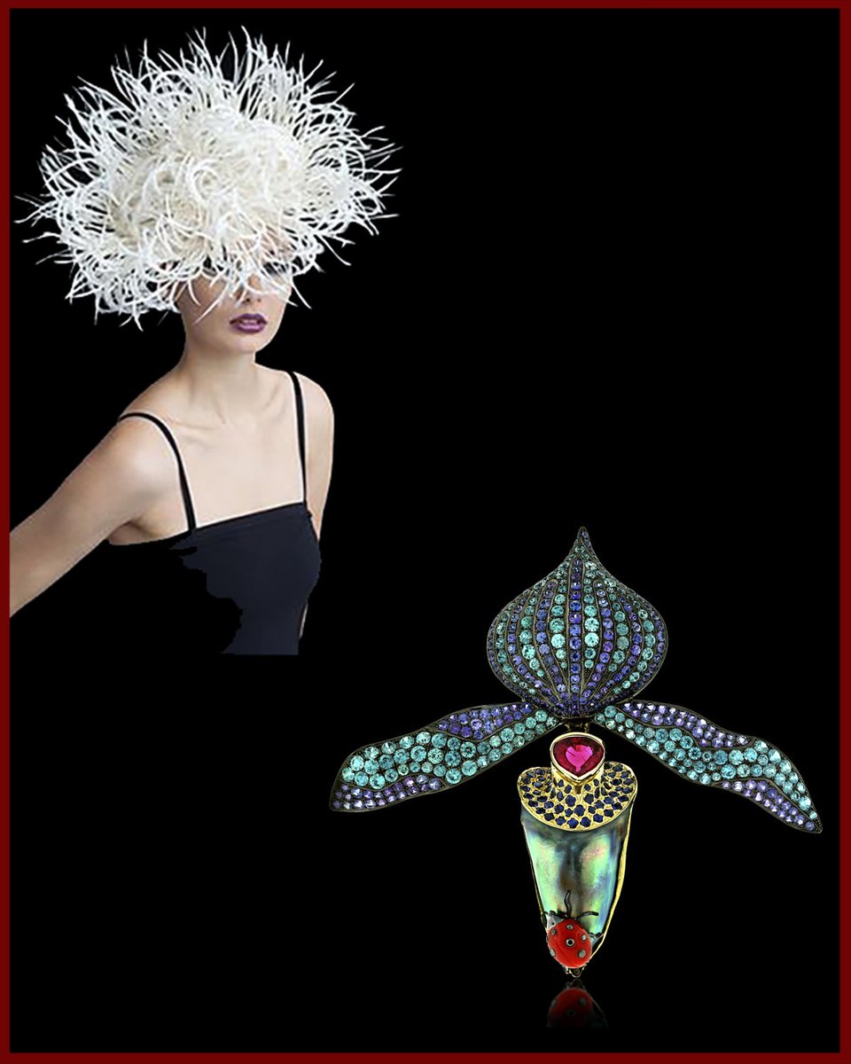 PaulaCrevoshay's tweet photo. This model needs a powerful and #exotic Crevoshay pendant to anchor that hat.
#Crevoshay #AddMoreColorToYourLife #Fine #Art #Jewel #flower #HauteCouture #Gemstone #QueenofColor #OutofThisWorld #Dreams #Pendant #orchid https://t.co/NsKplagETR